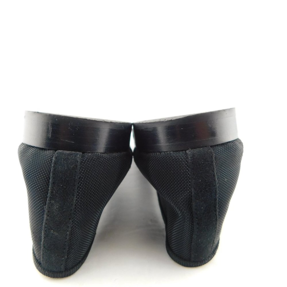 CHANEL Black Crystal CC Logo Cap Toe Mesh Suede Ballet Flats 37.5 - Picture 9 of 9